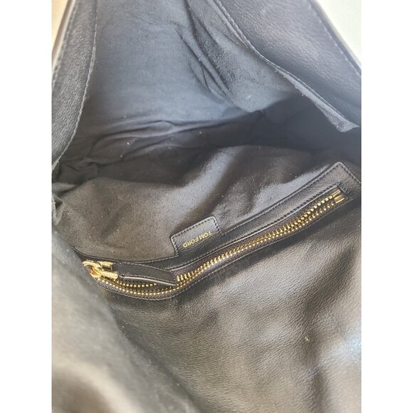 TOM FORD Black Leather Jennifer Double Zip Shoulder Bag Handbag Purse - Picture 10 of 16